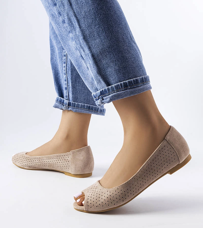 Brązowe ażurowe balerinki Agate