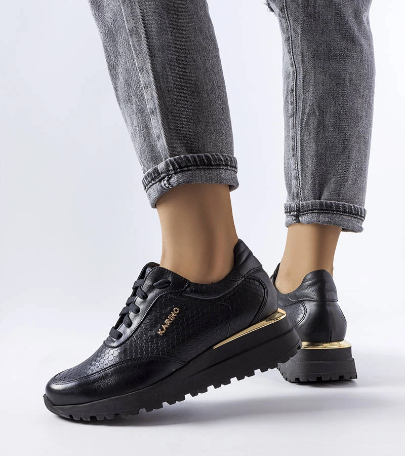 Czarne skórzane sneakersy Karino