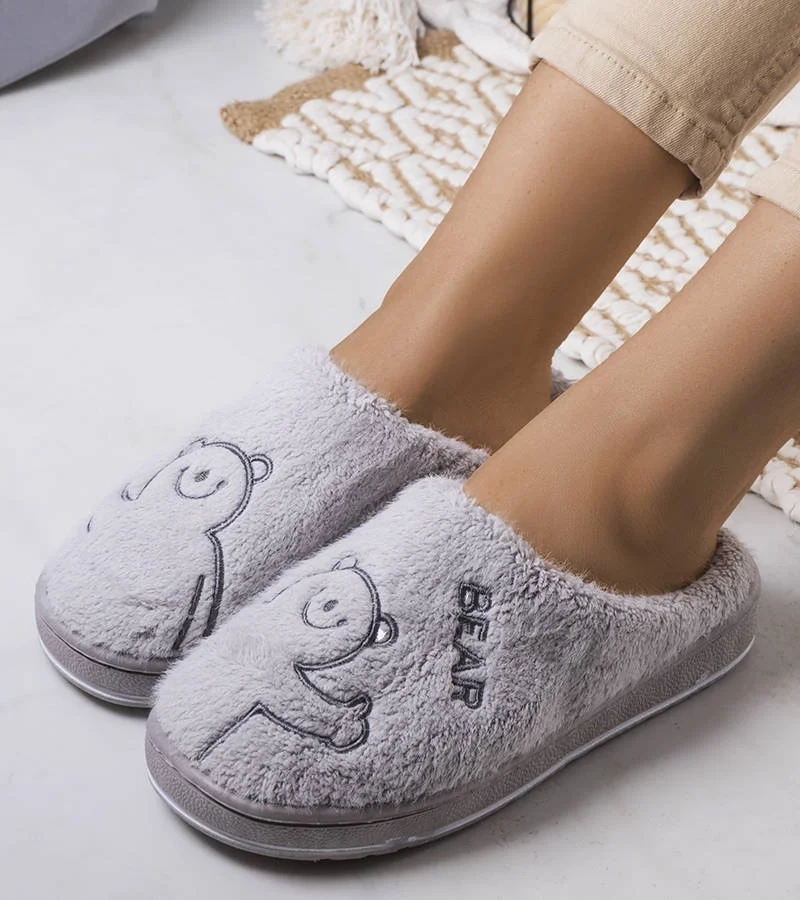 Szare miękkie kapcie Smile Bear