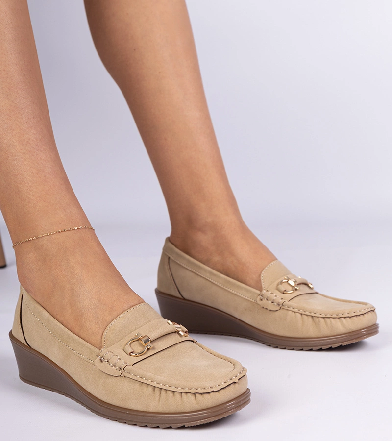 Brązowe mokasyny damskie na koturnie Sameri