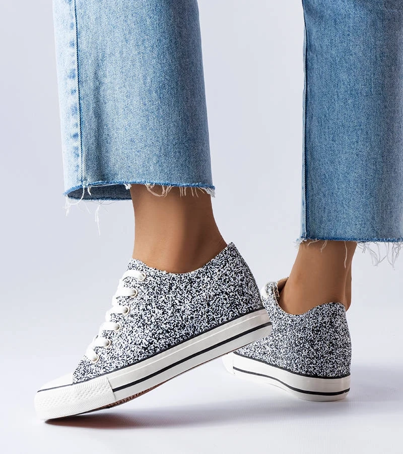 Czarne trampki na niskiej koturnie Garceau