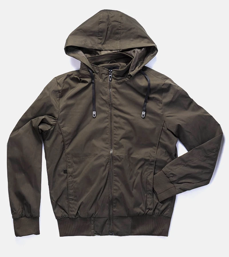 Zielona męska wiatrówka z kapturem Brault