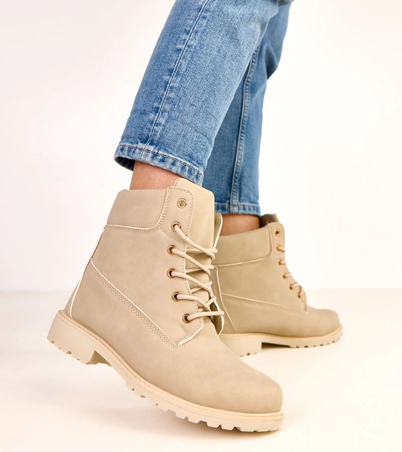 Beżowe trapery workery z matowym wykończeniem Alicia