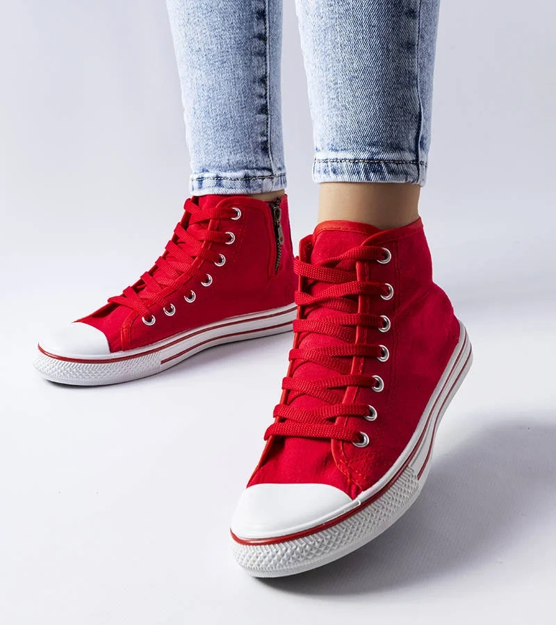 Czerwone trampki za kostkę Alaine