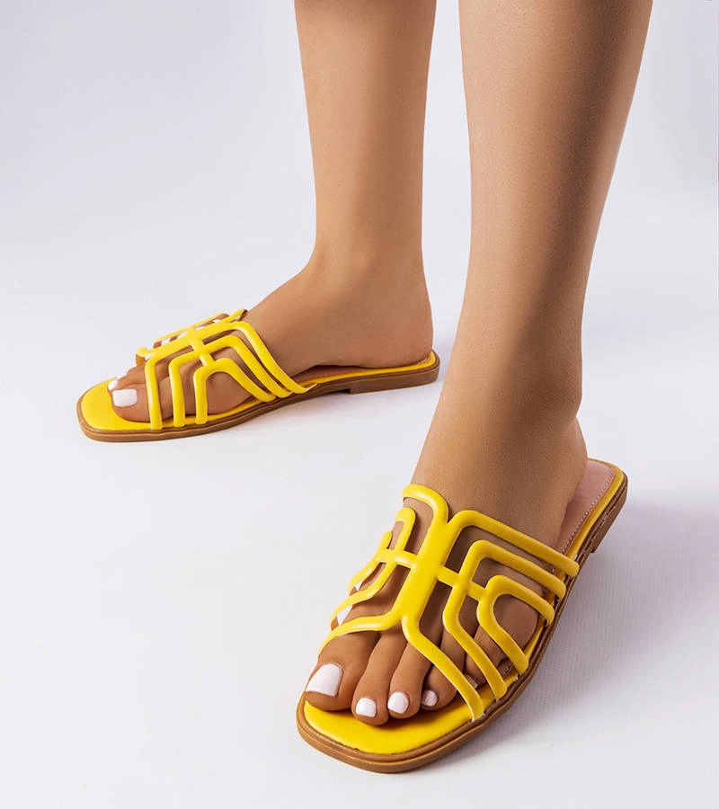 Żółte klapki damskie Gandy