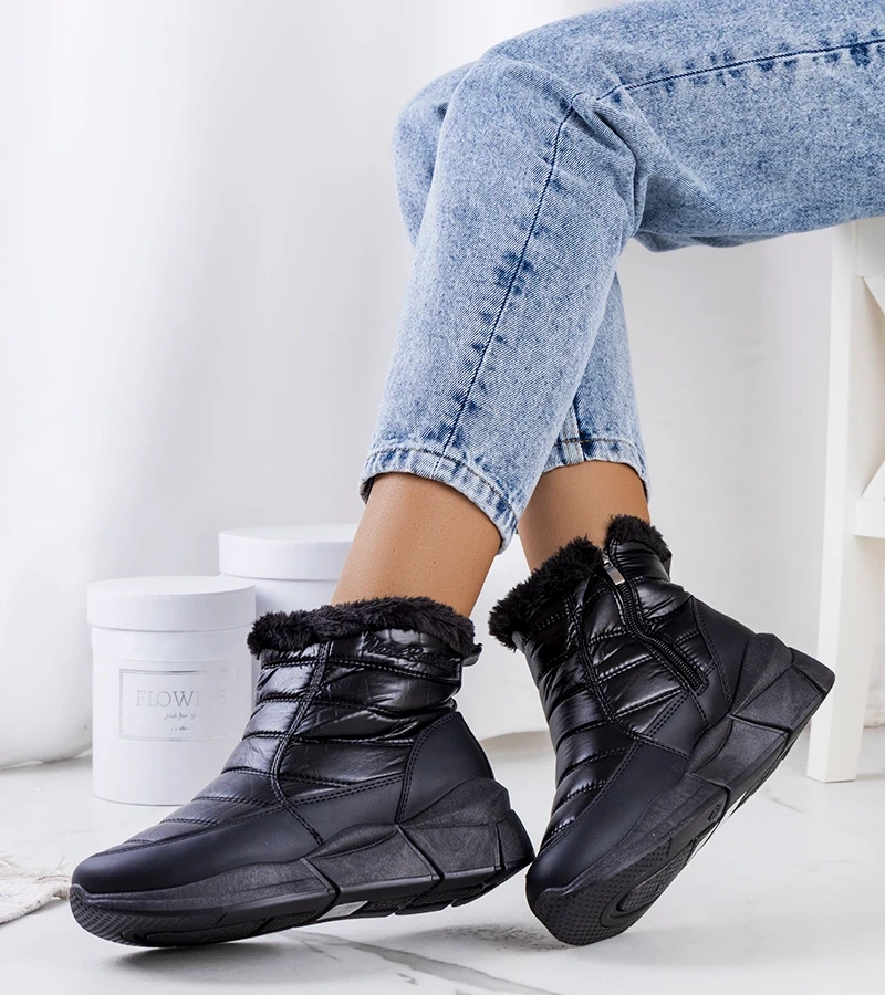 Czarne śniegowce ocieplane Lago