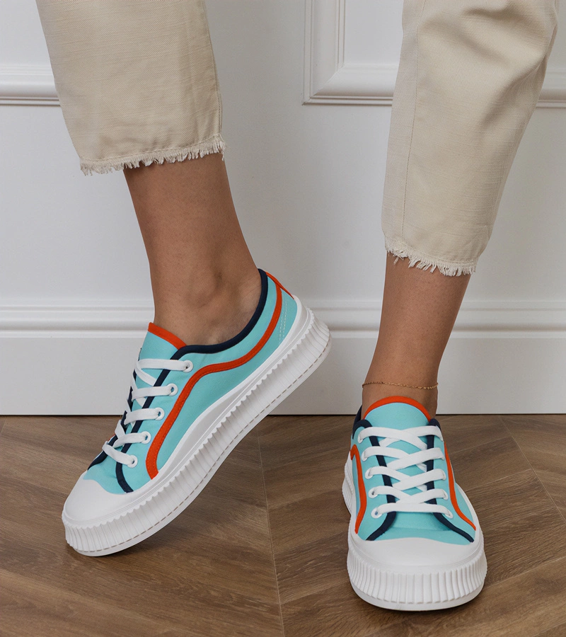 Niebieskie trampki damskie na platformie Salis