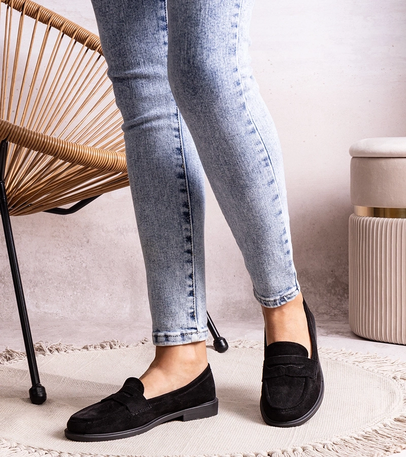 Czarne mokasyny welurowe Miralona