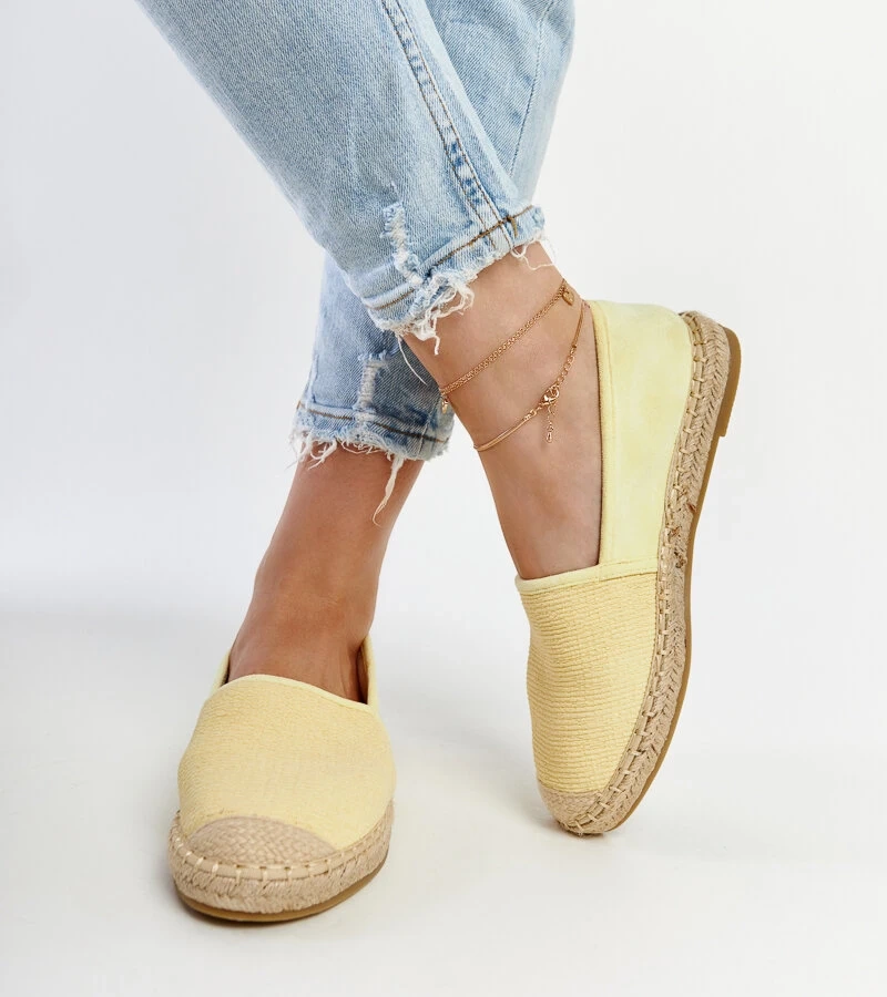 Żółte espadryle z połyskiem na platformie Ming