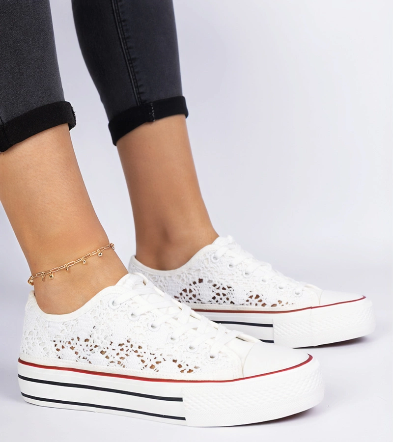 Białe trampki damskie ażurowe Fernansis