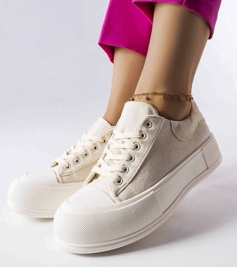 Beżowe trampki na platformie Agathe