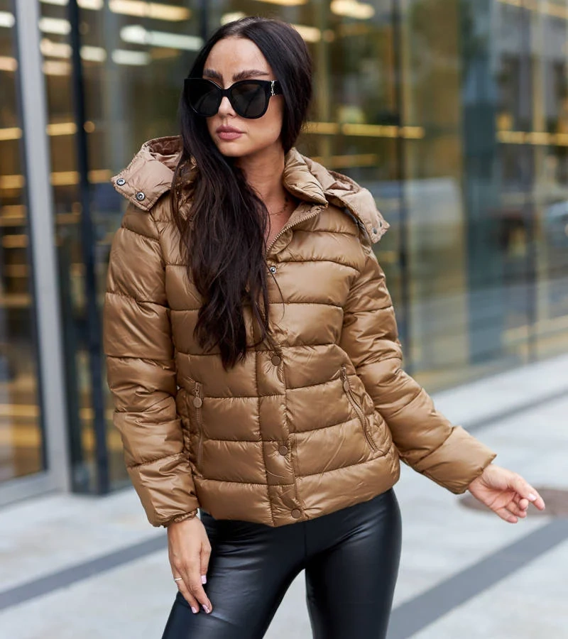 Brązowa połyskująca kurtka Berta