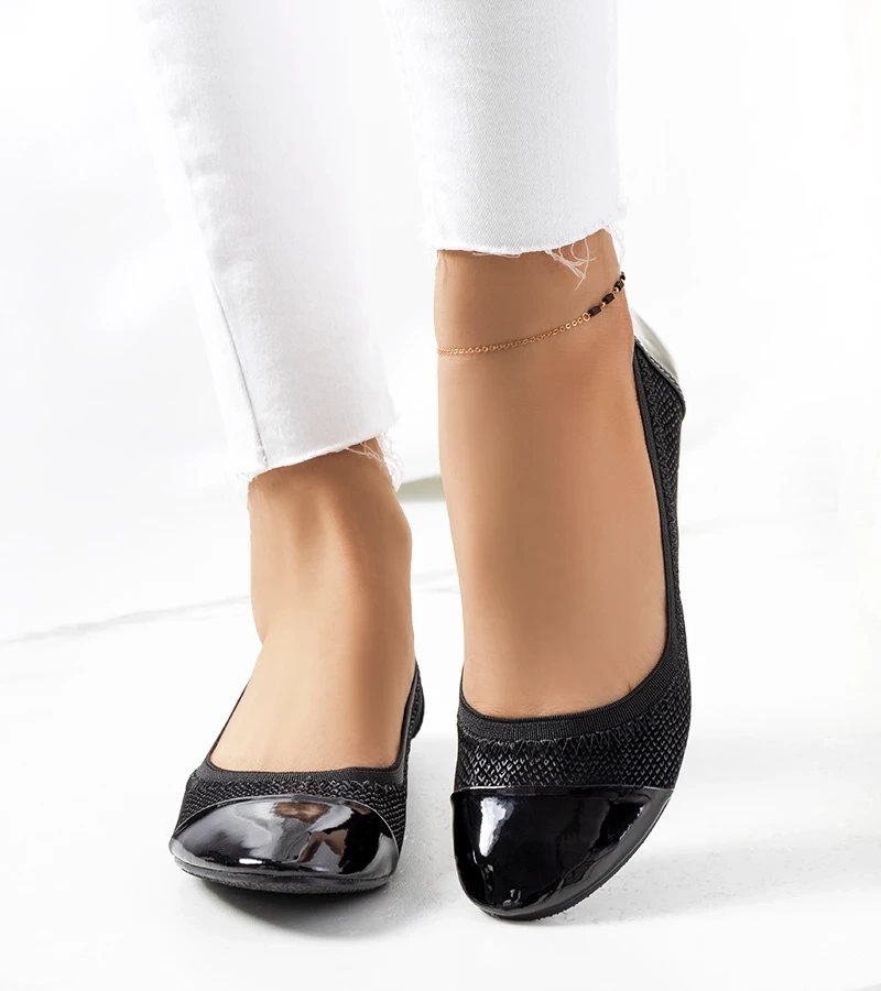 Czarne baleriny damskie Harila