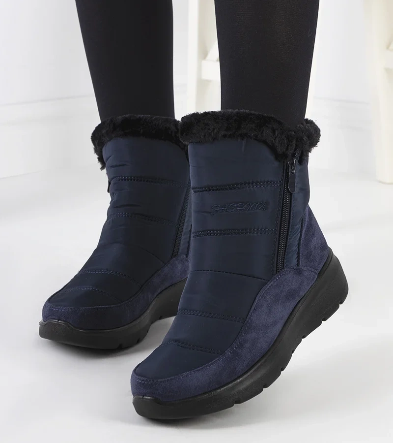 Granatowe śniegowce pikowane Azmarin