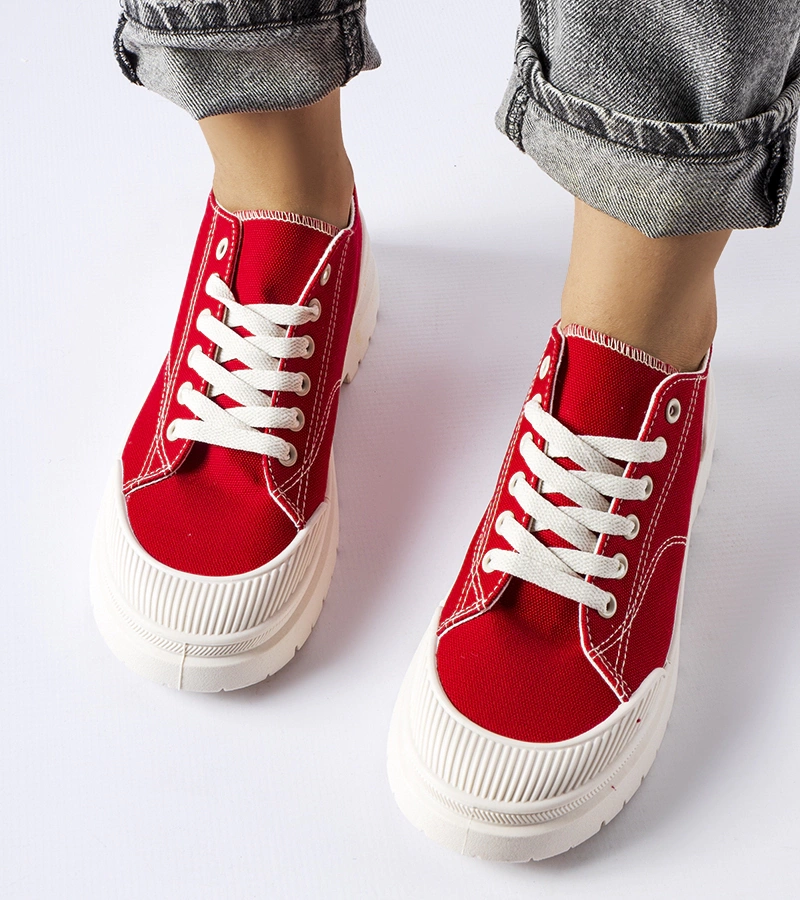 Czerwone materiałowe trampki Nassar