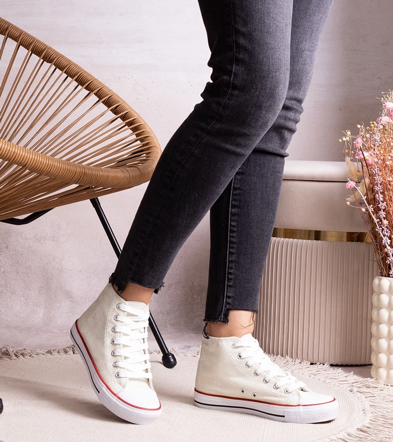 Białe wysokie trampki z siateczki błyszczącej Ranifali