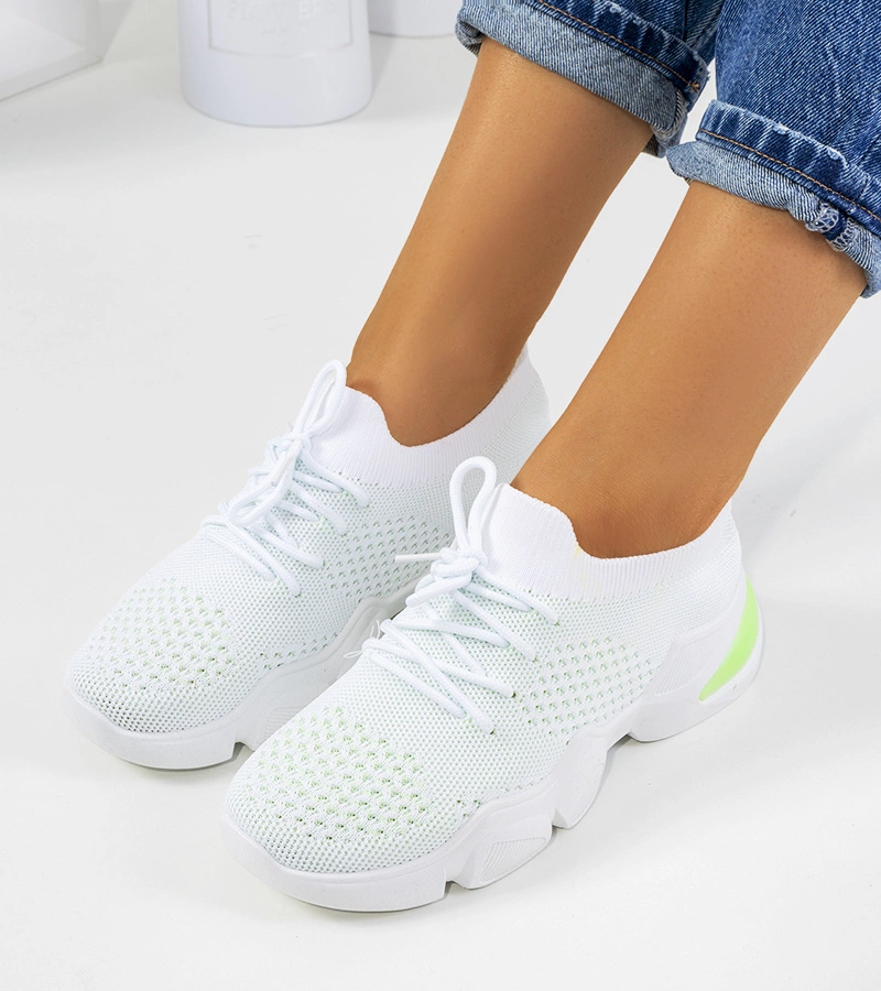 Biało zielone sneakersy sportowe Daniela