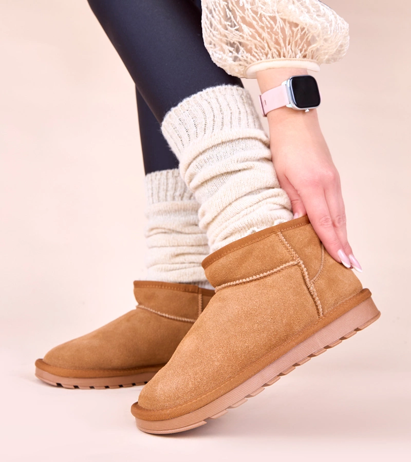 Brązowe śniegowce skóra naturalna zamsz ocieplane Matilda