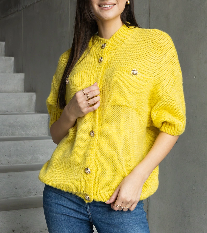 Sweter żólty z krótkim rękawem Shela