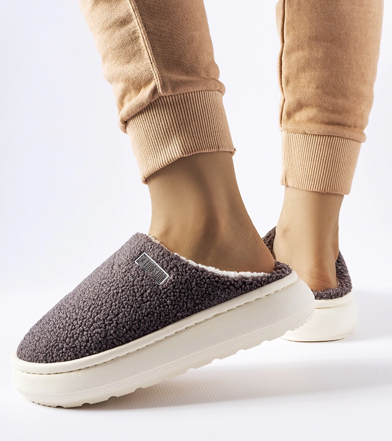 Szare ocieplane kapcie zimowe Big Star MM274134