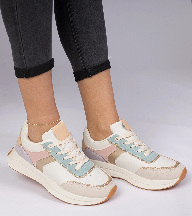 Wielokolorowe sneakersy damskie z brokatem Markuta