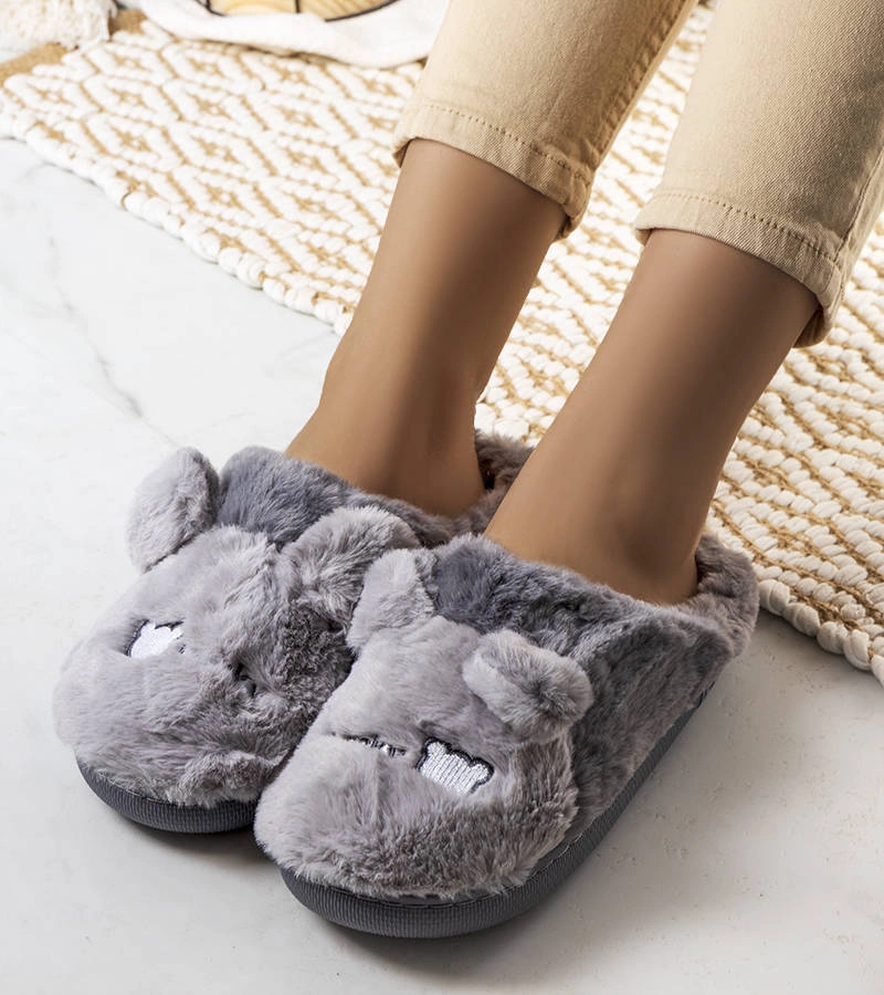 Szare miękkie kapcie Lucky Teddy