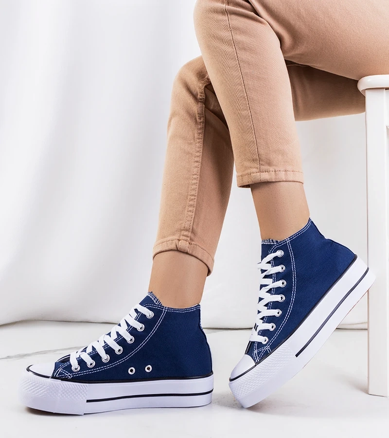 Granatowe trampki na platformie Korgay