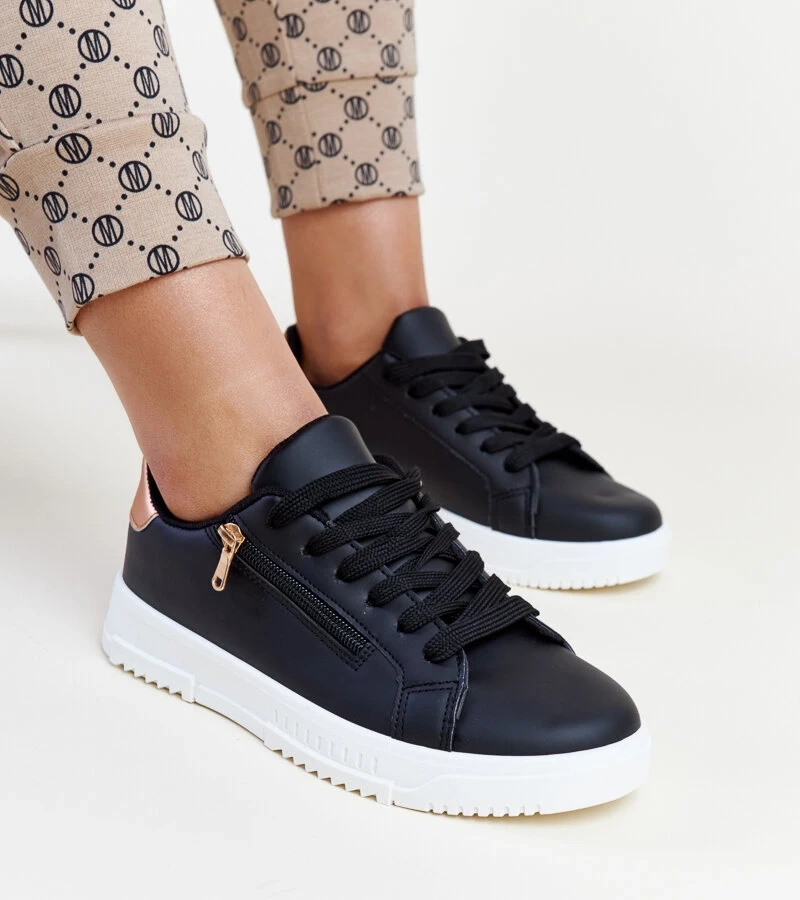 Czarne sneakersy z suwakiem na boku Shanna