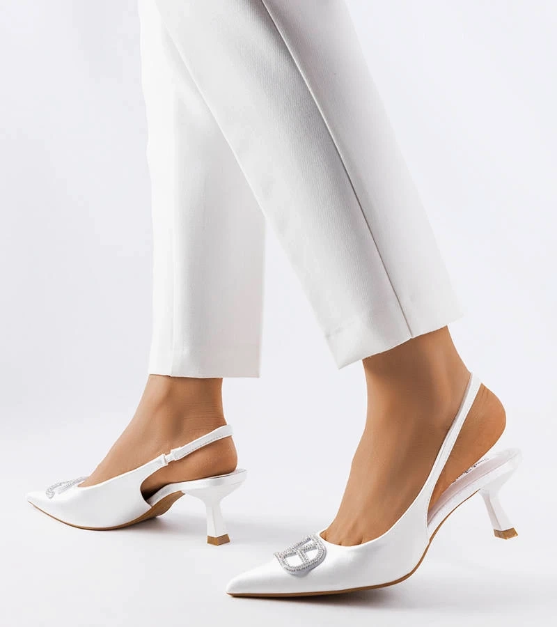 Białe szpilki z cyrkoniami Lafontaine