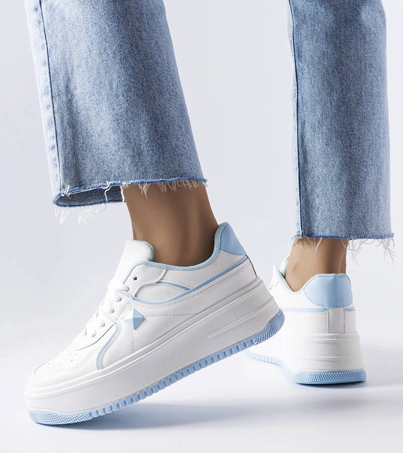 Biało-niebieskie sneakersy na platformie Lepage
