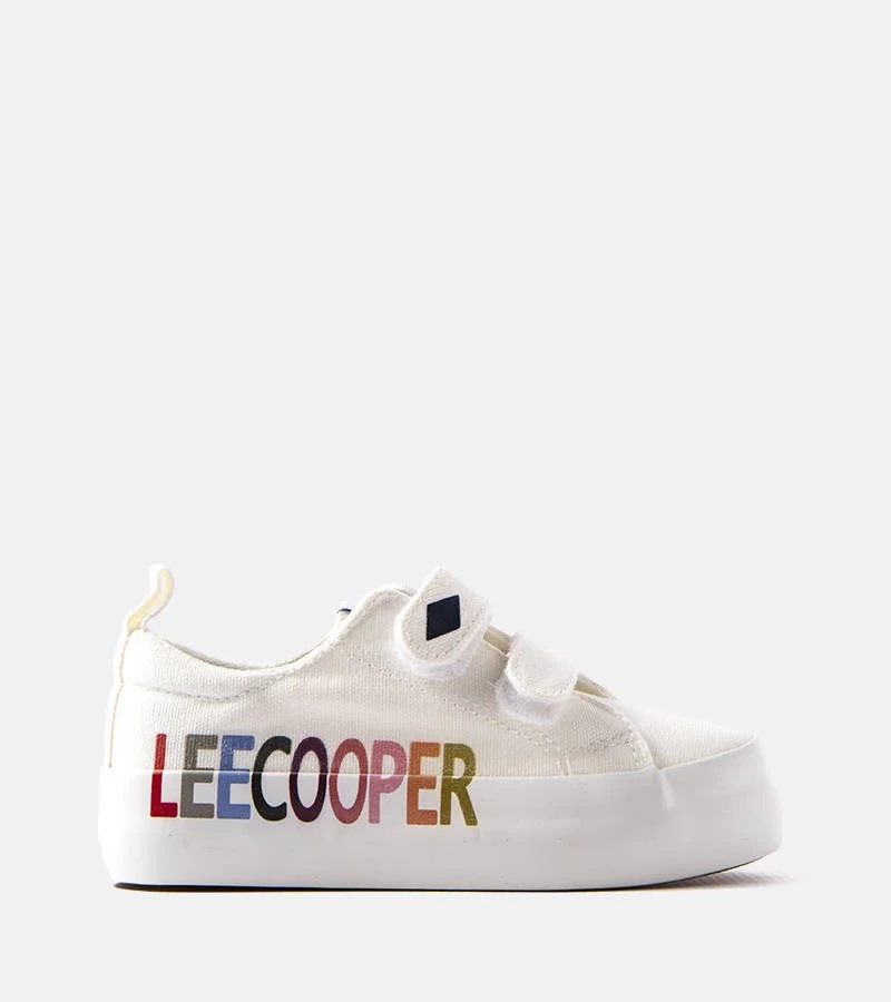 Białe trampki na rzepy dziecięce Lee Cooper
