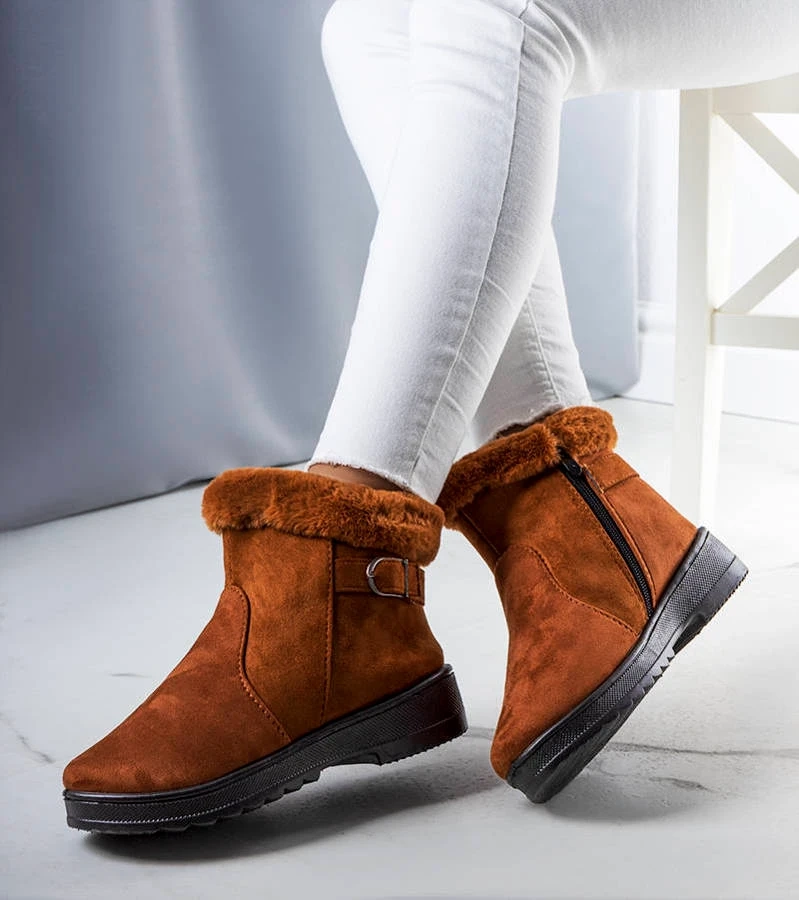 Camelowe ocieplane śniegowce z futerkiem Julius