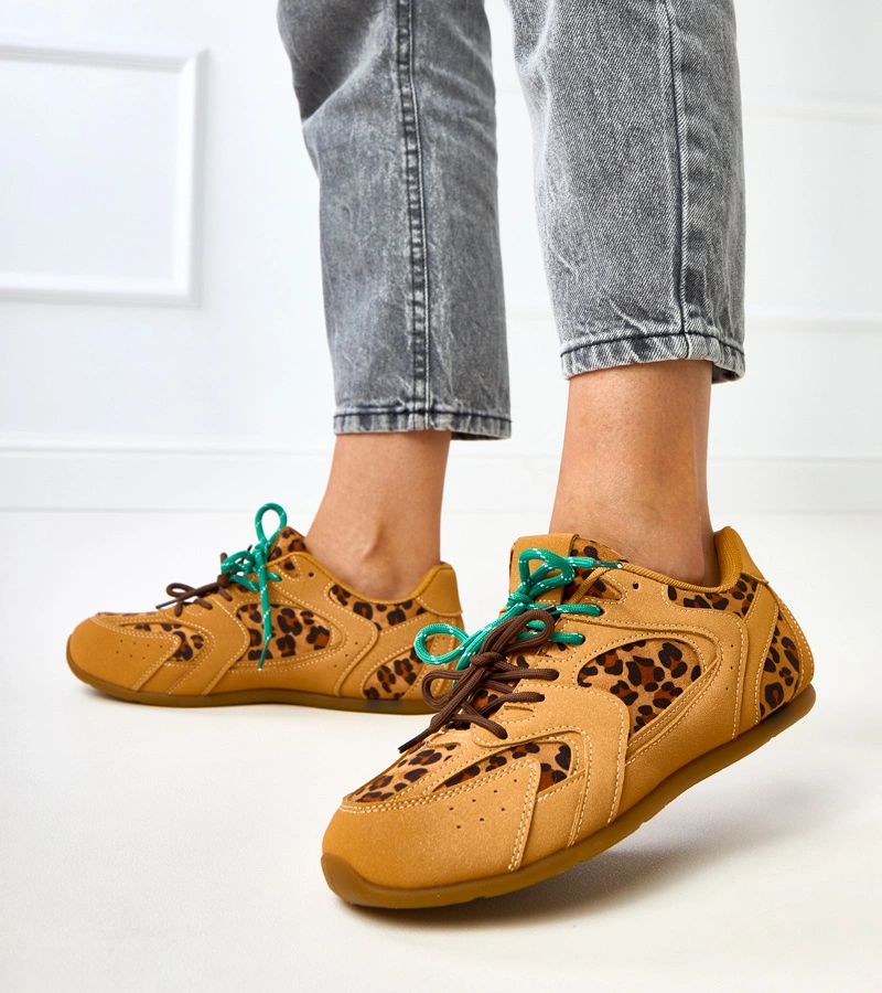 Panterkowe sneakersy z podwójnym sznurowaniem Casey