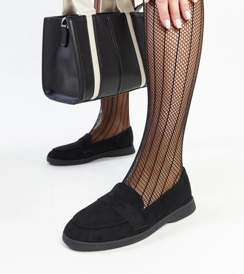 Czarne zamszowe mokasyny Nibras