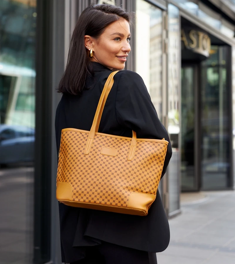 Brązowa wzorzysta torebka na ramie Kesiran