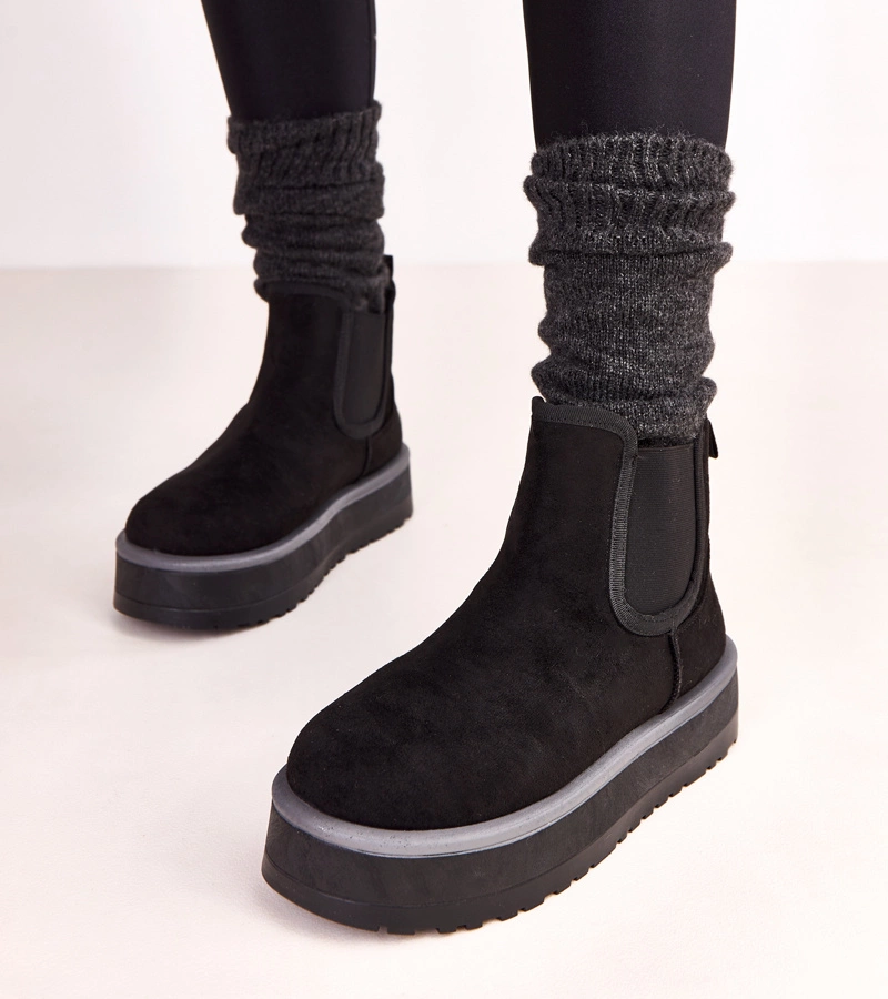 Czarne niskie śniegowce z elastyczną wstawką Nancey