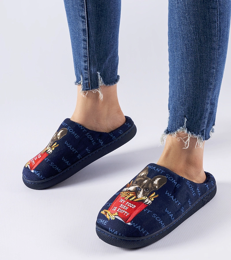 Granatowe miękkie kapcie Frenchfries