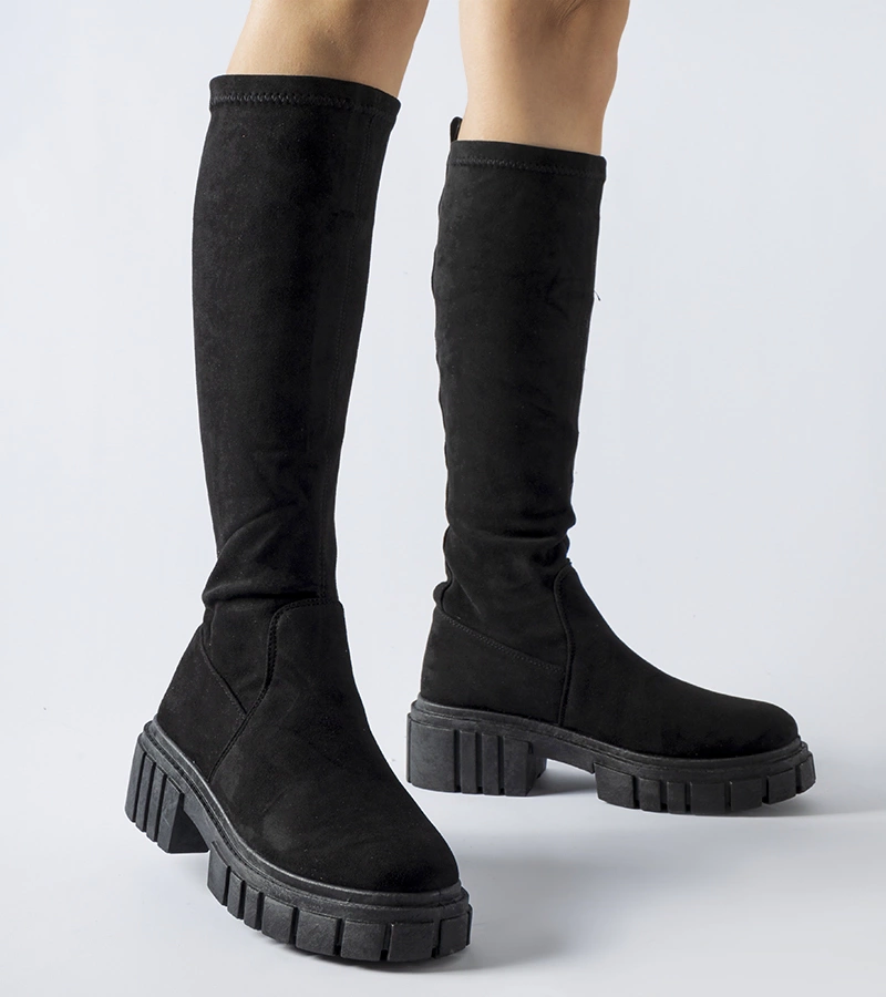 Czarne długie skarpetowe trapery Donnino