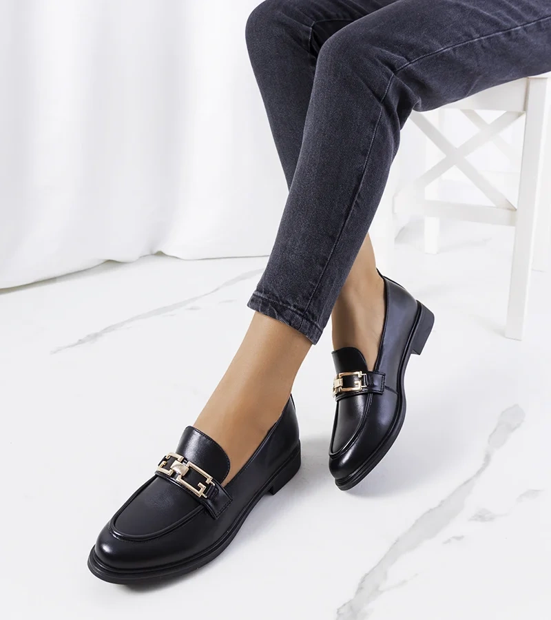 Czarne mokasyny damskie Neder