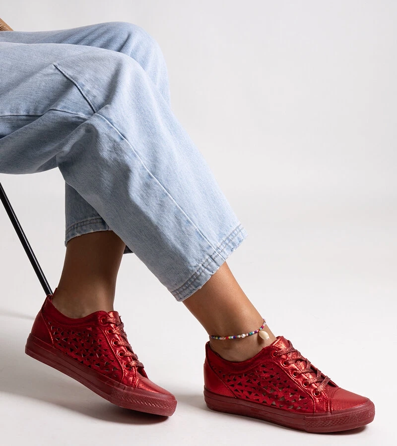 Czerwone ażurowe trampki Safune