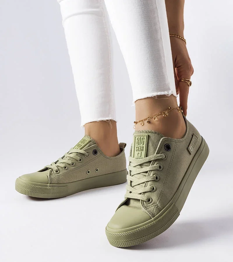 Zielone materiałowe tenisówki Big Star LL274028