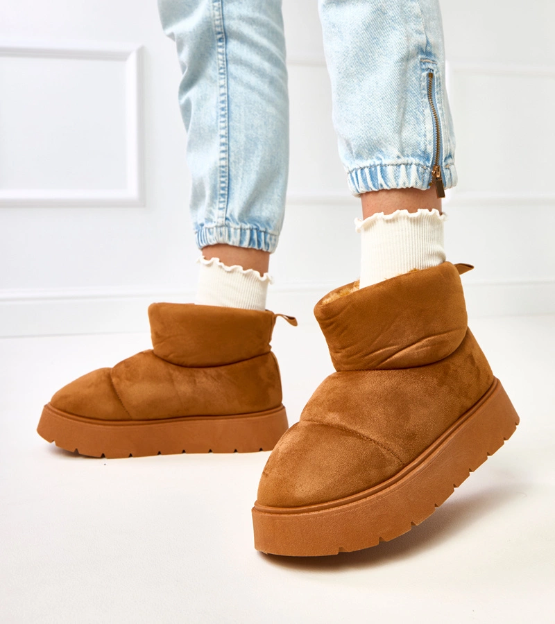 Brązowe ocieplane śniegowce na platformie Ribeiro