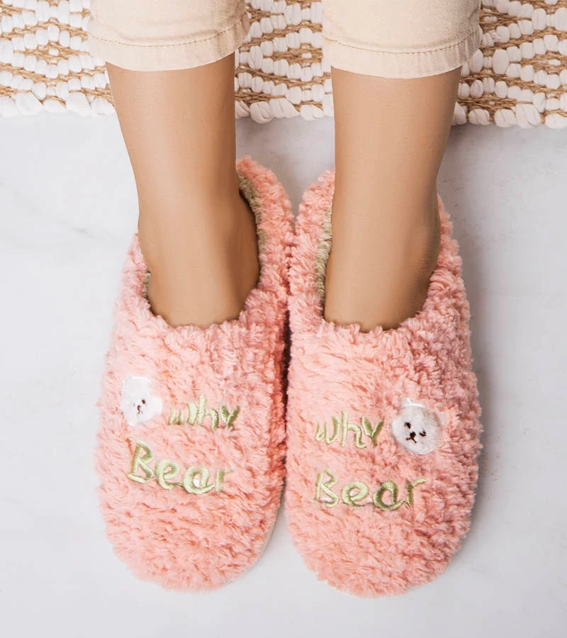 Różowe miękkie kapcie Why Bear
