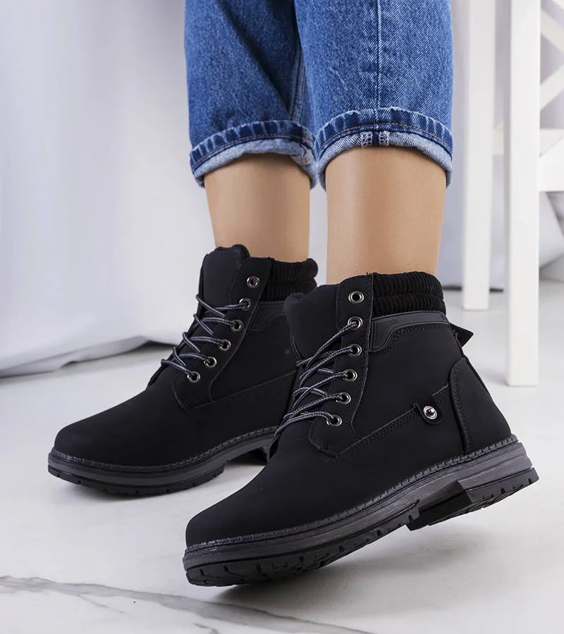 Czarne traperki damskie Enines