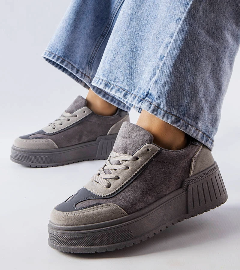 Szare sneakersy na platformie Fabienne