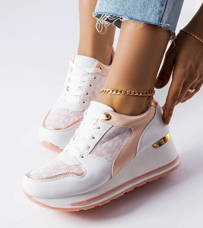 Różowe sneakersy na koturnie Pouliotte