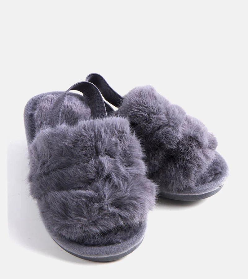 Szare kapcie na gumkę Mia