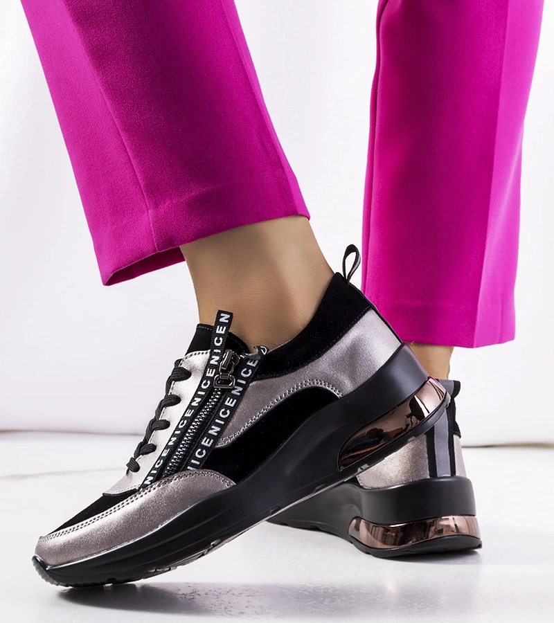 Czarne sneakersy skórzane Belita