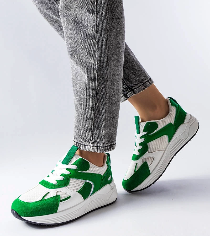 Zielone sneakersy z łączonych materiałów Riel