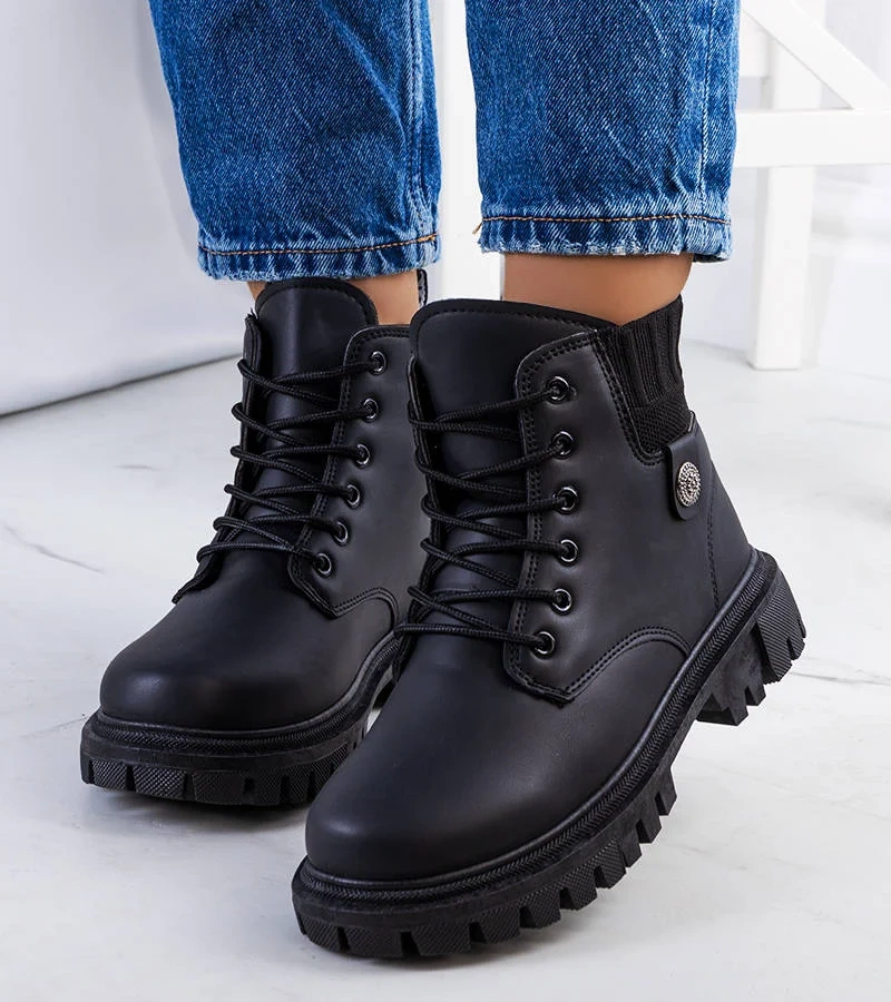 Czarne traperki damskie Odell